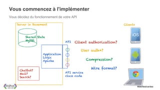 Vous commencez à l'implémenter
Vous décidez du fonctionnement de votre API




                                              #devfestnantes
 
