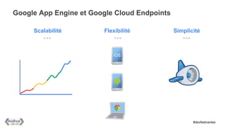 Google App Engine et Google Cloud Endpoints

     Scalabilité        Flexibilité           Simplicité




                ...