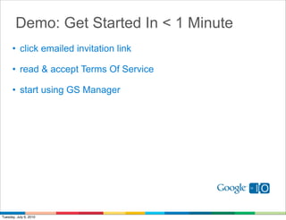Demo: Get Started In < 1 Minute
      • click emailed invitation link

      • read & accept Terms Of Service

      • sta...