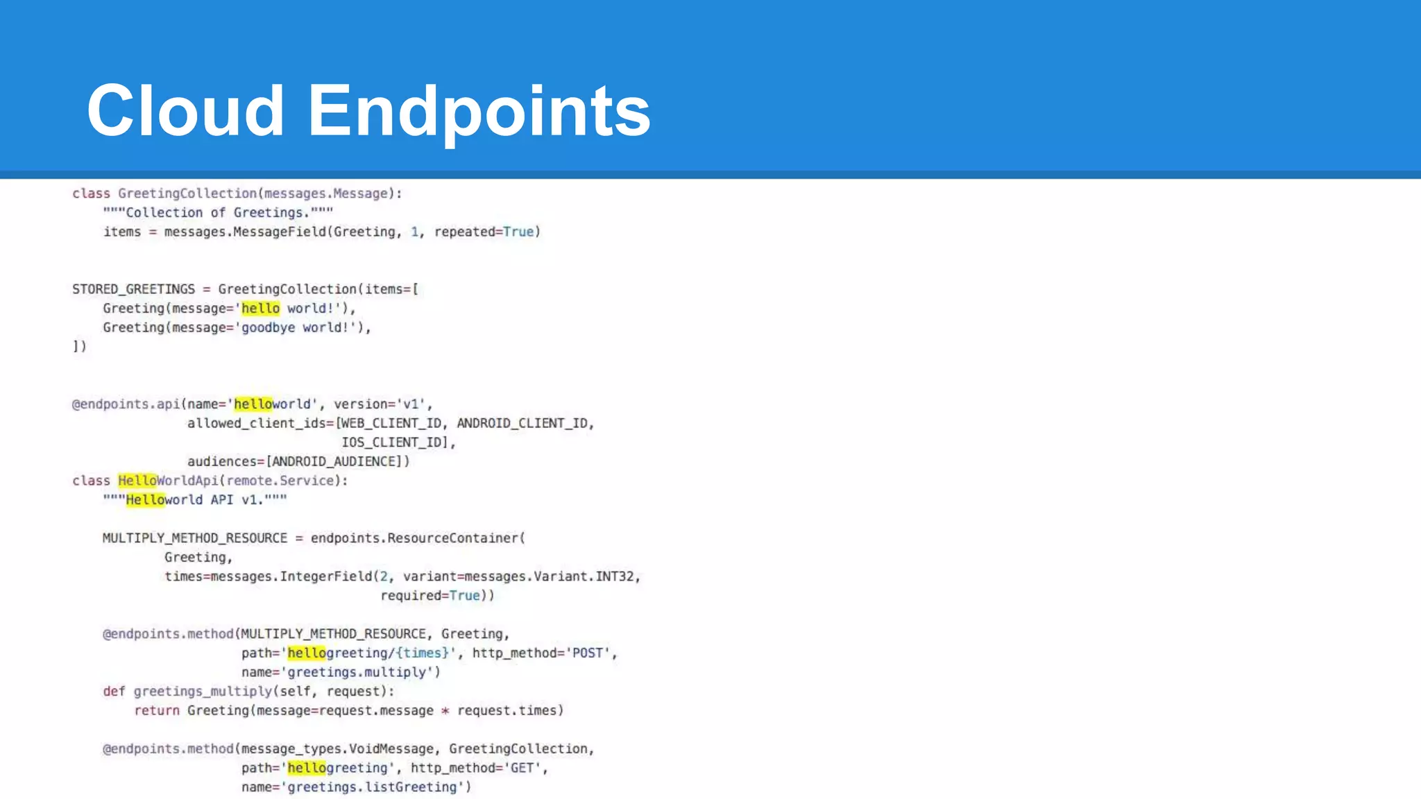 Cloud Endpoints
 