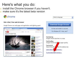 Open a Chrome browser page, and click on the little wrench