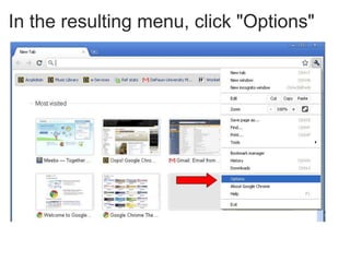 Your "options" box comes up.Select "Under the hood" tab