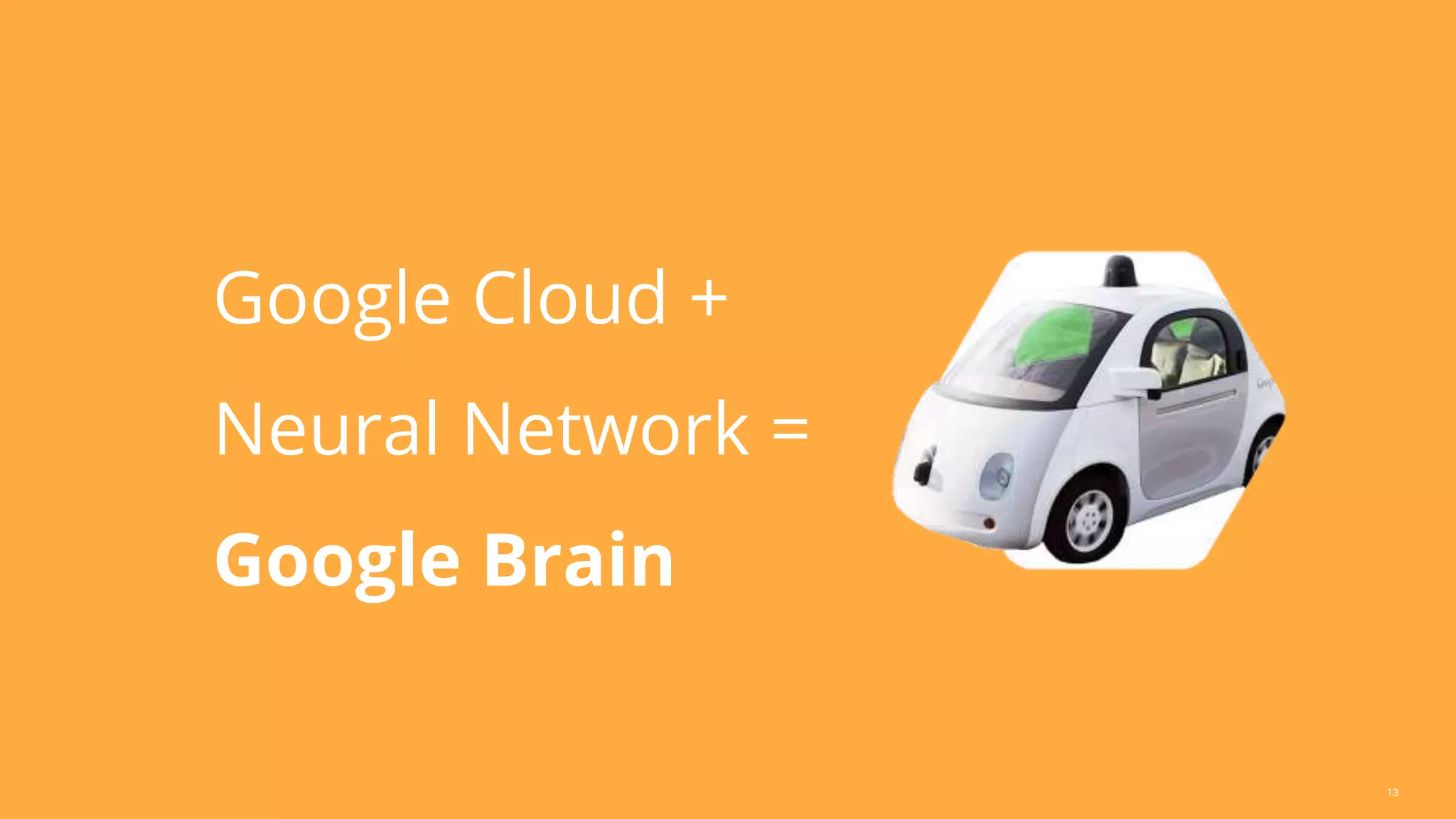 13
Google Cloud +
Neural Network =
Google Brain
 