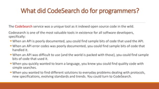 Searching And Code Example Google code search | PPTX