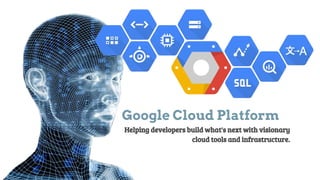 Google Cloud Platform
Helping developers build what's next with visionary
cloud tools and infrastructure.
 