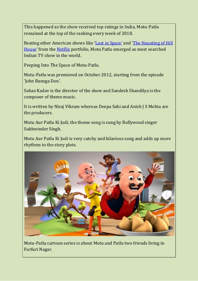 Google Declares Motu Patlu The Most Popular Indian Tv Show