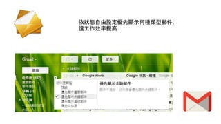 依狀態自由設定優先顯示何種類型郵件，
讓工作效率提高
 