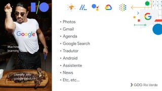 • Photos
• Gmail
• Agenda
• Google Search
• Tradutor
• Android
• Assistente
• News
• Etc, etc…
 