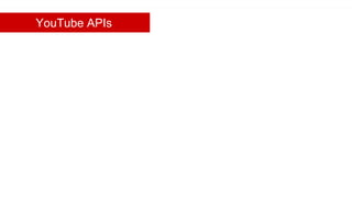 Google confidential | Do not distribute
YouTube APIs
 
