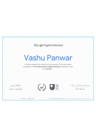 Google Digital Marketing   Vashu Panwar