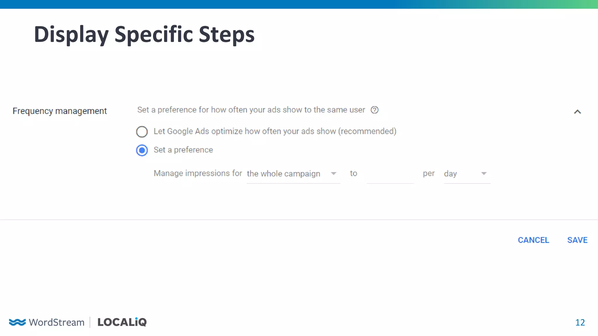 12
Display Specific Steps
 