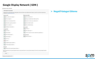 Google Display Network ( GDN )
 Negatif Kategori Ekleme
 