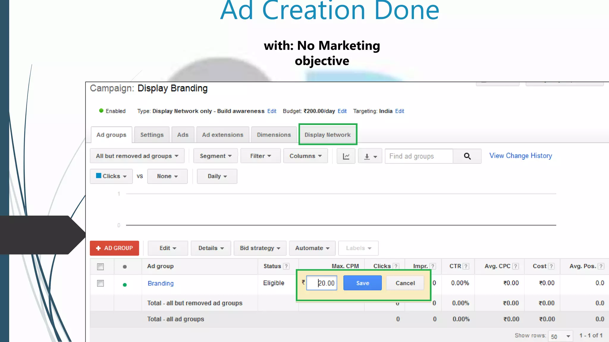 Ad Creation Done
with: No Marketing
objective
 