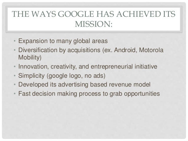 Diversification strategy of google