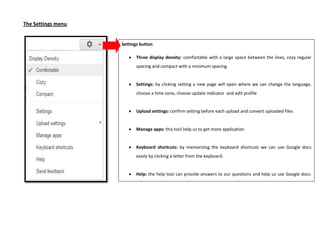 Screenshot of some options of the settings menu
 