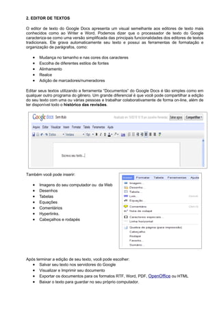 Documentos Google: editor de documentos on-line