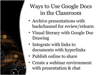 Google Docs in the Classroom | PPT
