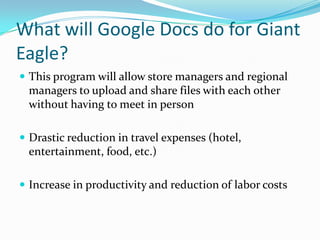 Using ACA Screen Recorder, we will demonstrate how to use Google DocsWhat is Google Docs?A free, Web-based word processor, spreadsheet, presentation, form, and data storage service offered by Google