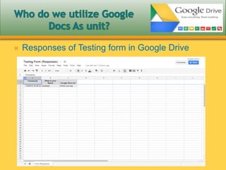  Responses of Testing form in Google Drive
 