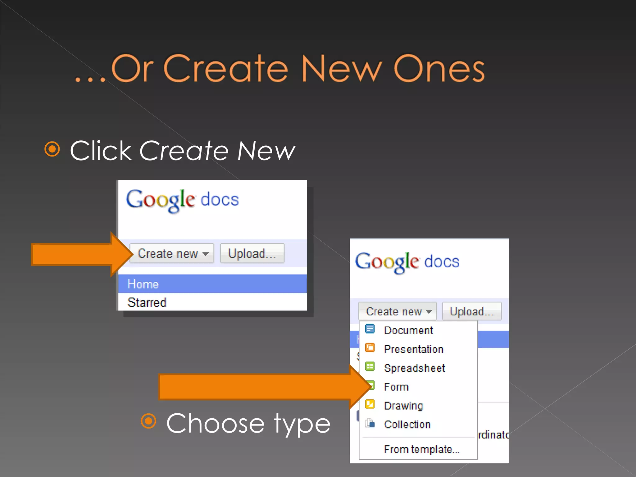 Click  Create New Choose type 