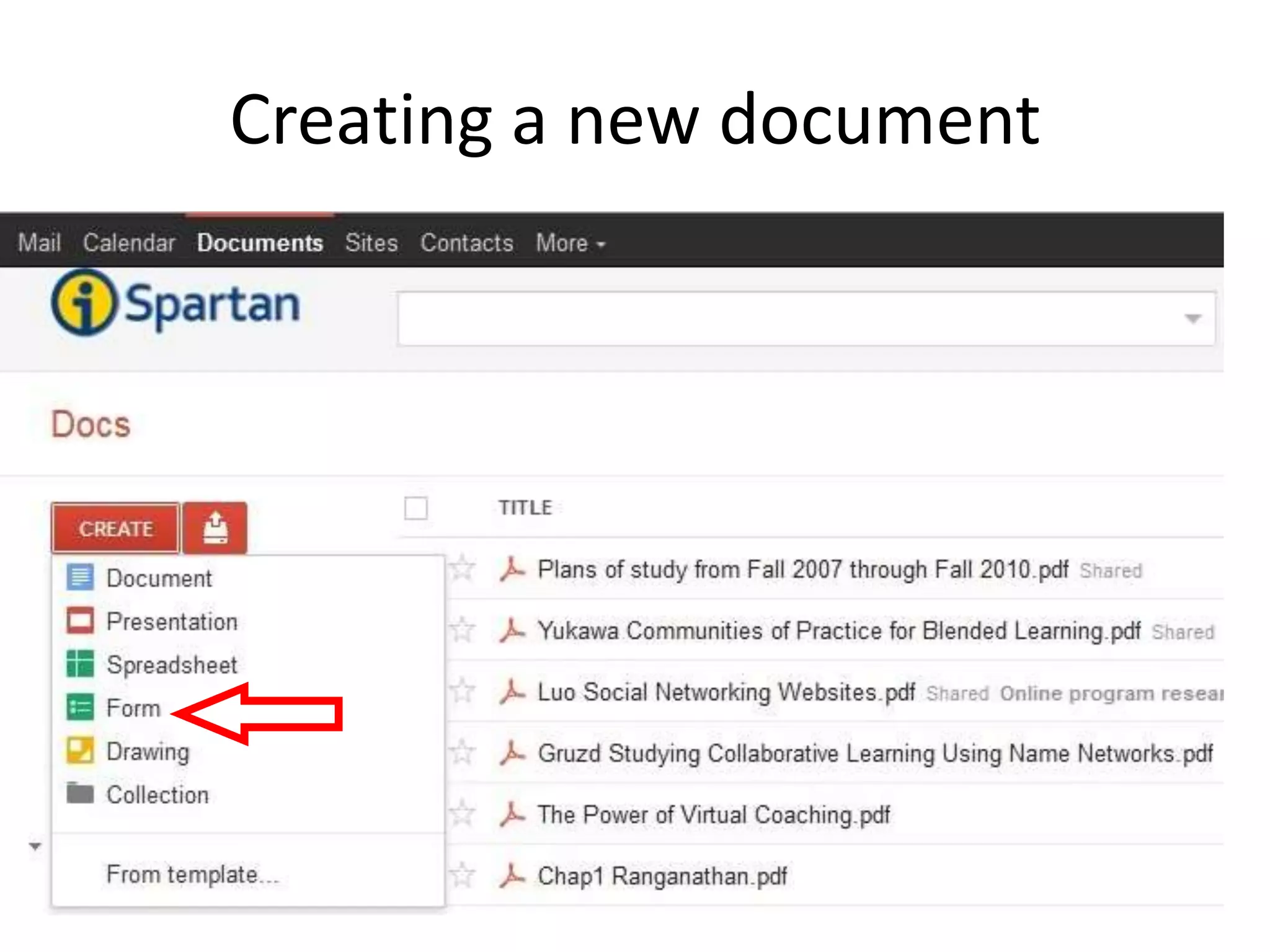 Creating a new document
 