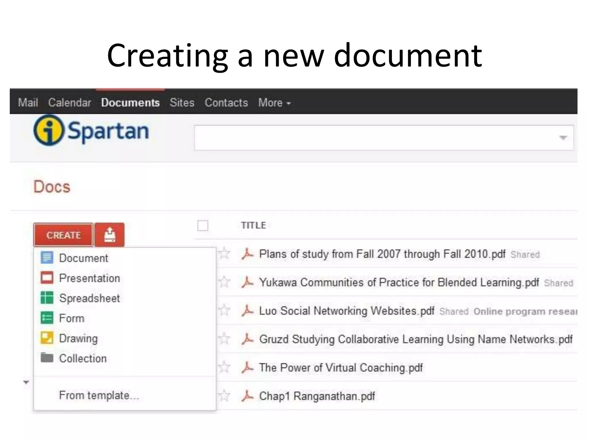 Creating a new document
 