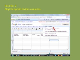 Paso No. 9 Elegir la opción Invitar a usuarios 