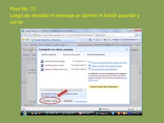 Paso No. 11 Luego de enviado el mensaje se oprime el botón guardar y cerrar 