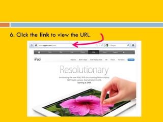 6. Click the link to view the URL.
 