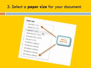3. Select a paper size for your document.
 