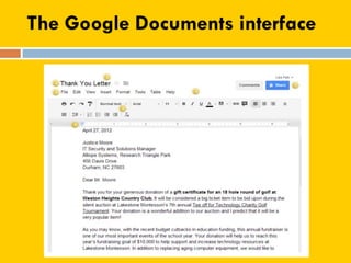 The Google Documents interface
 