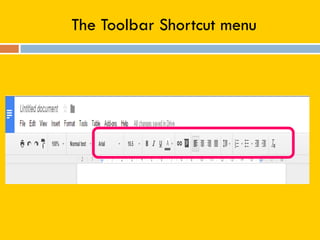 The Toolbar Shortcut menu
 