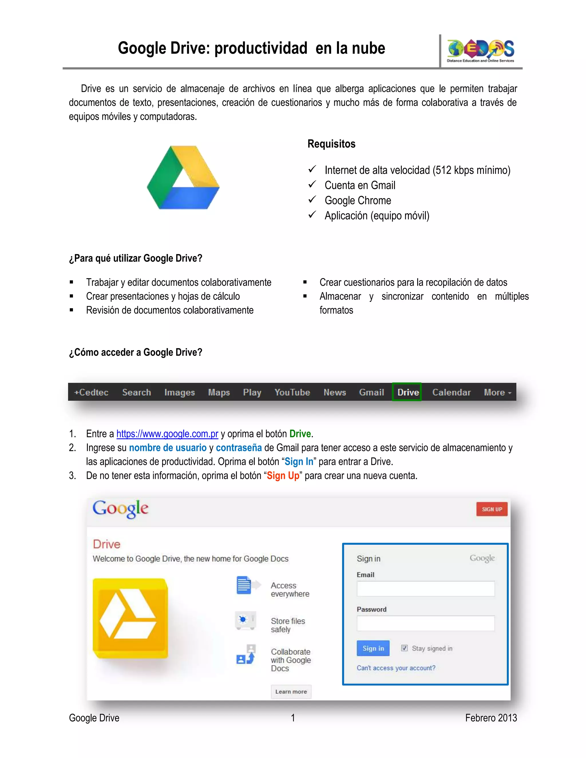 Google Drive: Productividad en la nube | PDF
