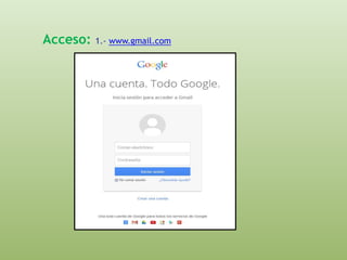 Acceso: 1.- www.gmail.com 
 