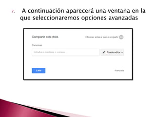 7. A continuación aparecerá una ventana en la 
que seleccionaremos opciones avanzadas 
 
