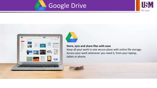We lead
Google Drive
Store, sync and share files with ease
Keep all your work in one secure place with online file storage...
