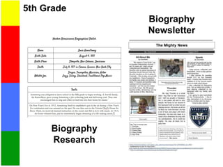 5th Grade
Biography
Research
Biography
Newsletter
 