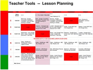 Teacher Tools -- Lesson Planning
 