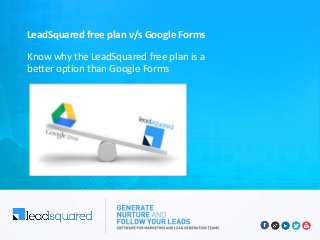 LeadSquared free plan v/s Google Forms

Know why the LeadSquared free plan is a
better option than Google Forms
 