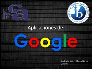 Aplicaciones de

Google
Andrade Valery, Diego García
2do “A”

 