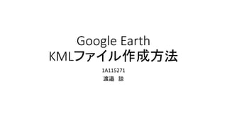 Google Earth
KMLファイル作成方法
1A115271
渡邉 諒
 