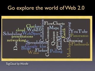 Go explore the world of Web 2.0




TagCloud by Wordle
 