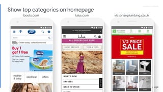 Proprietary + ConfidentialProprietary + Confidential
googleplaymusic @kehlani provides all the Bay
Area musical goodness we could have hoped for
in our new podcast series, #CitySoundtracks…more
boots.com lulus.com victorianplumbing.co.uk
Show top categories on homepage
 