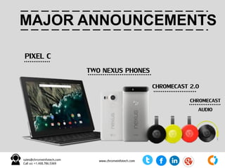 NEW NEXUS PHONES
Nexus 6PNexus 5X
PARTNERED WITH HUAWEI
 