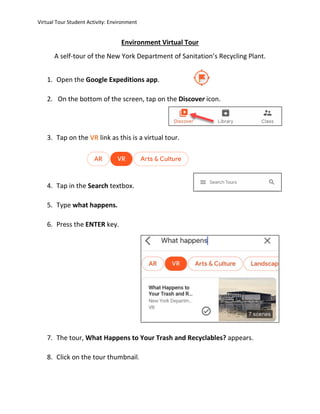 Google Expedition Tour - Environment -example worksheet activity | PDF