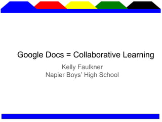 Kelly Faulkner
Napier Boys’ High School
Google Docs = Collaborative Learning
 