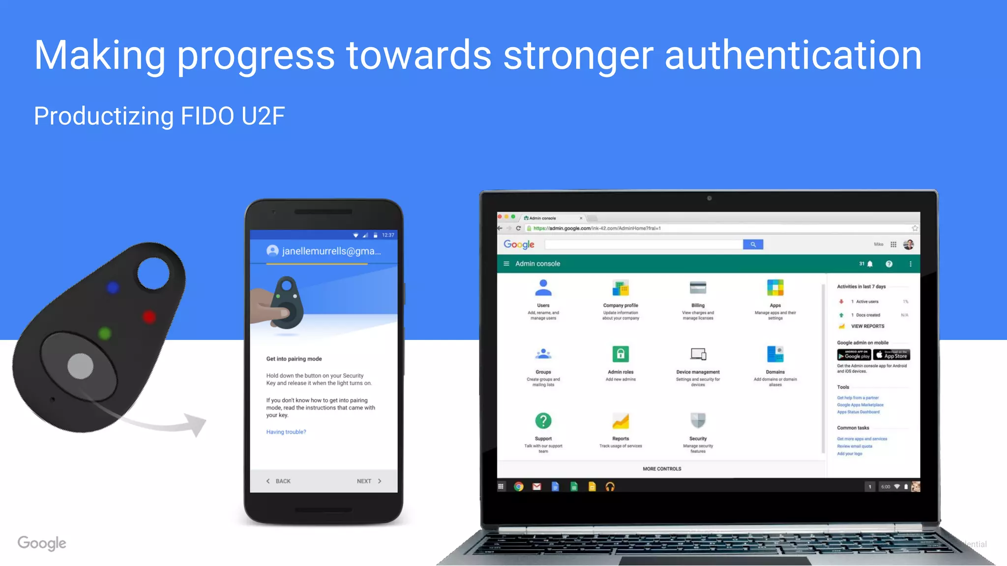 Proprietary + Confidential
Making progress towards stronger authentication
Productizing FIDO U2F
 