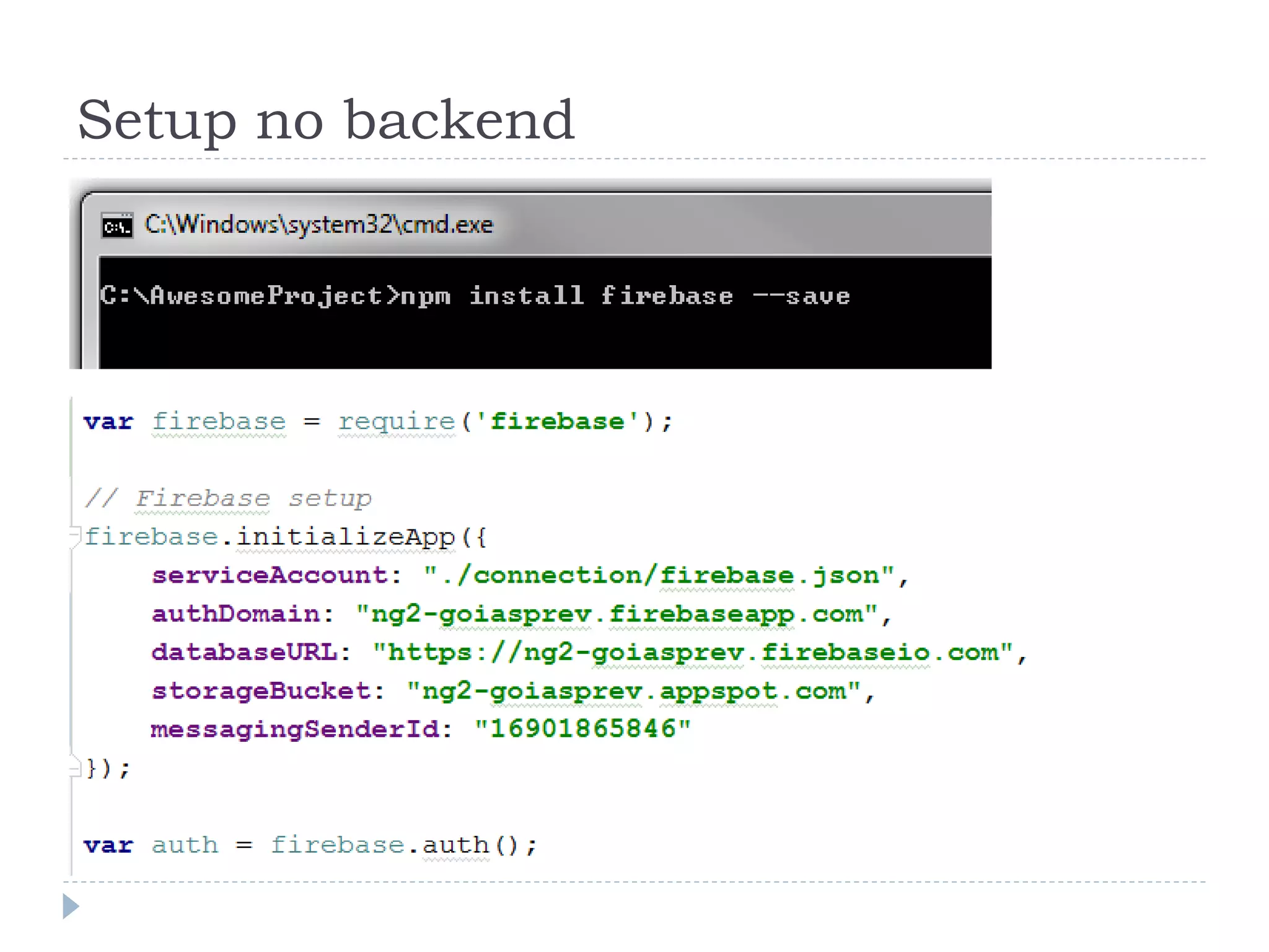 Setup no backend
 