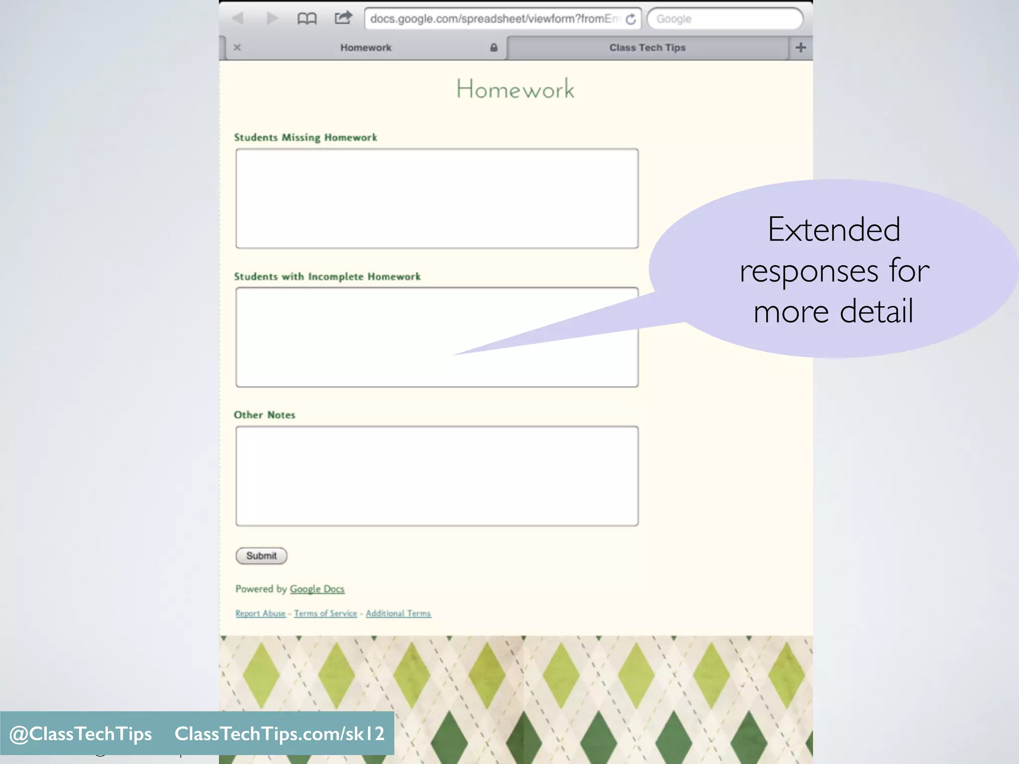 Monica Burns @ClassTechTips
Extended
responses for
more detail
@ClassTechTips ClassTechTips.com/sk12
 