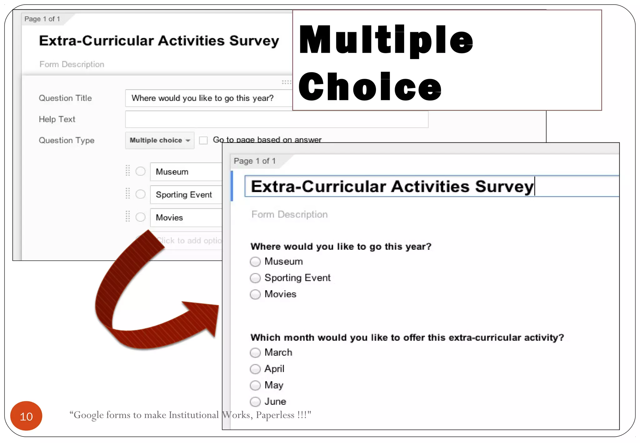 Multiple
Choice
10 “Google forms to make Institutional Works, Paperless !!!"
 